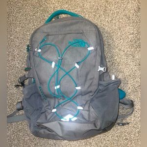 THE NORTH FACE BOREALIS GRAY & TEAL BACKPACK